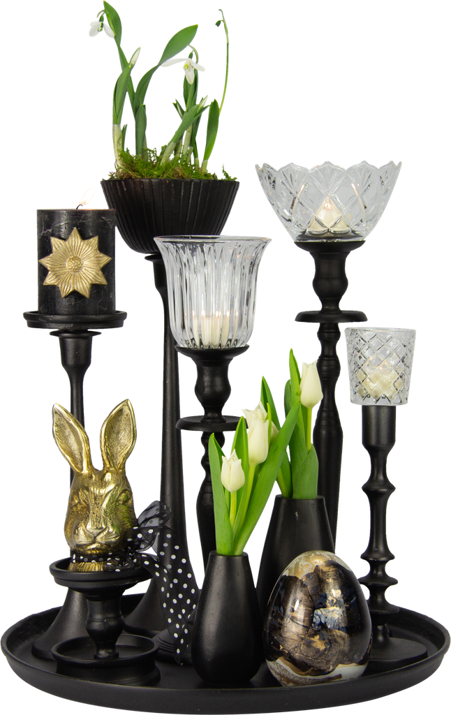 Ei zum Hängen 10 cm Glas schwarz marmoriert