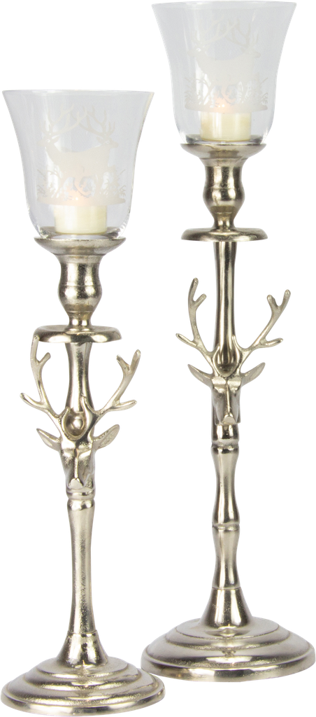 VENISON Kerzenständer 34 cm Metall antik-silber