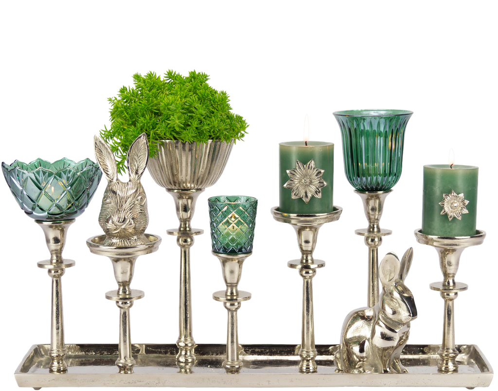 FLOWER Kerzenpin Ø 6 cm Metall antik-silber