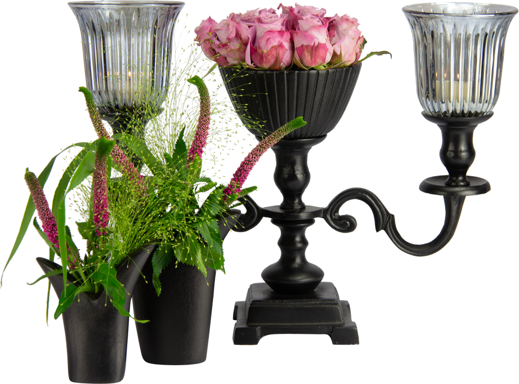 TULIP Vase 15,5 cm Metall schwarz