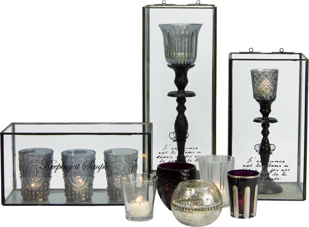 Windlicht 16 x 16 x 40 cm Glas schwarz