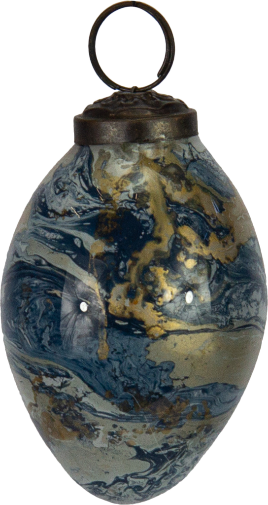 Ei zum Hängen 8 cm Glas schwarz marmoriert