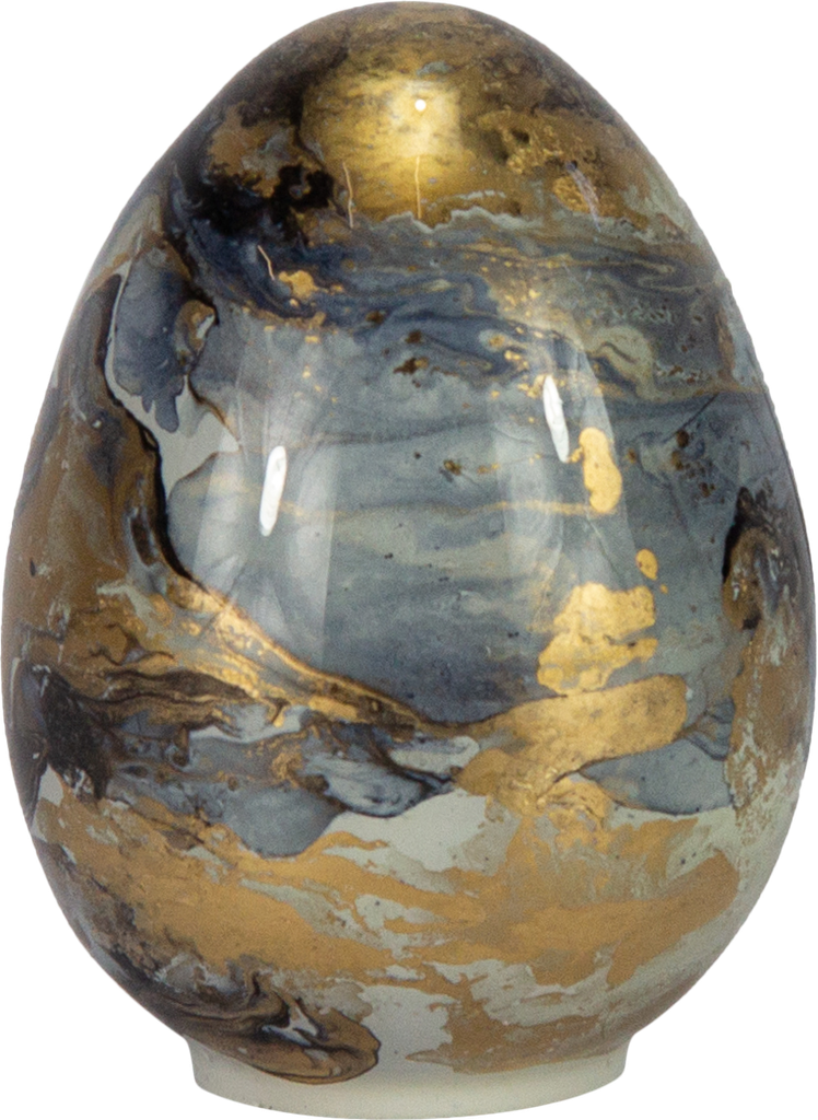 Ei stehend 11,5 cm Glas schwarz marmoriert