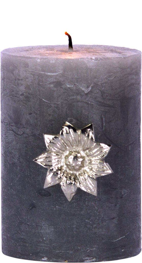 FLOWER Kerzenpin Ø 4 cm Metall antik-silber