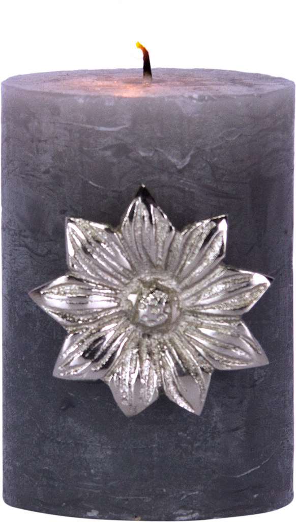 FLOWER Kerzenpin Ø 6 cm Metall antik-silber