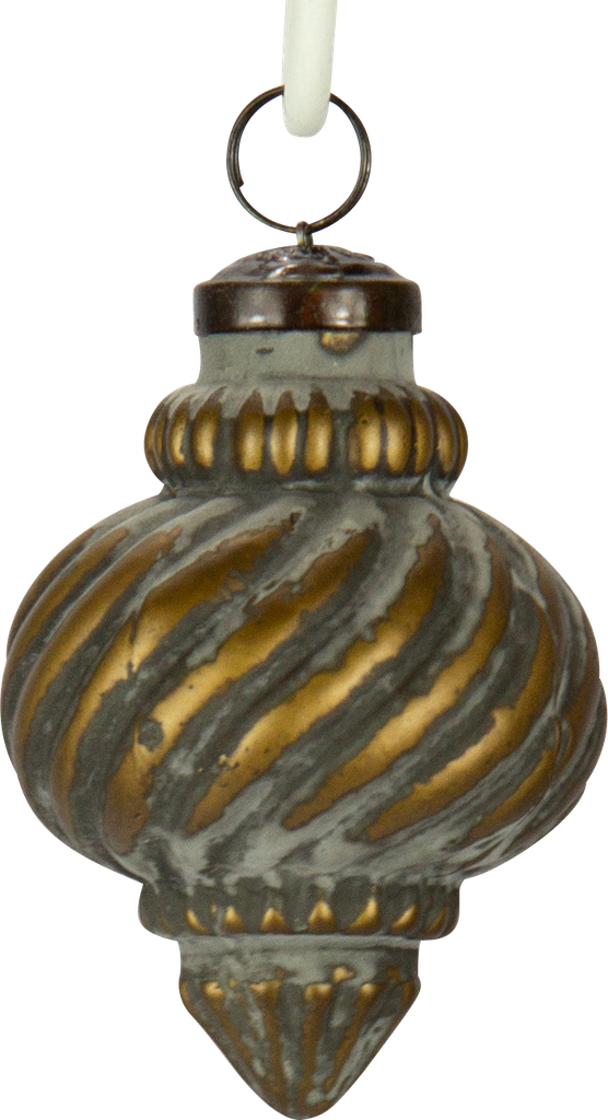 Ornament 9,5 cm Glas grau-gold