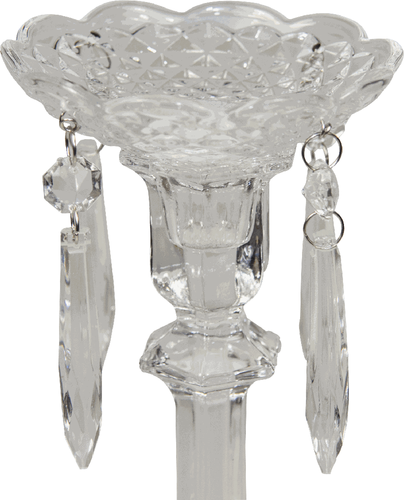 Kerzenteller Ø 10 cm mit 4 Prismen Glas klar