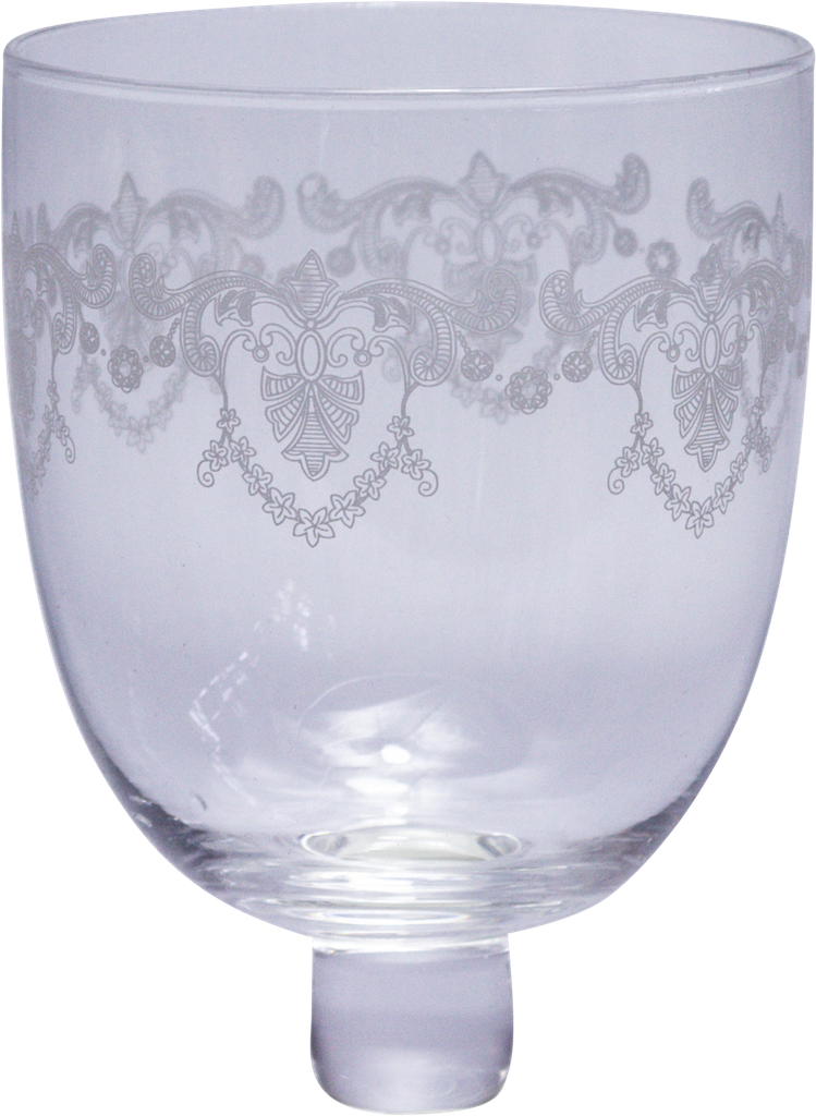 ROMANCE Teelicht-Aufsatzglas 8,5 cm Glas klar mit Dekor weiß