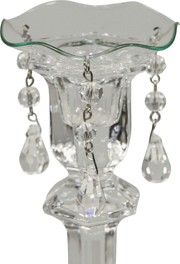 Kerzenteller Ø 7 cm mit Perlen und Kristallen Glas klar