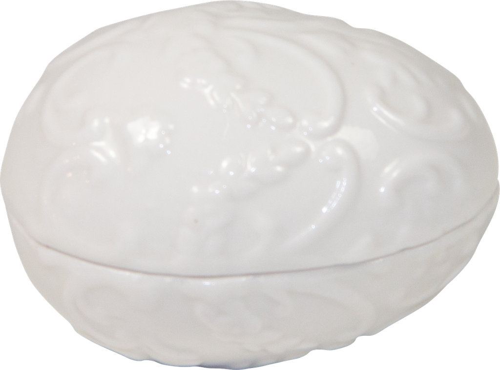 Ei Dose 12 cm Porzellan weiß