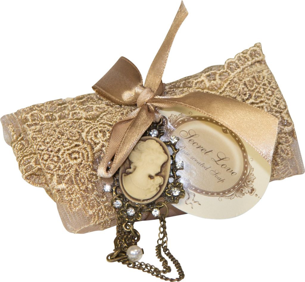 SECRET LOVE Seife 70 g im Spitzensäckchen & Gemme ecru