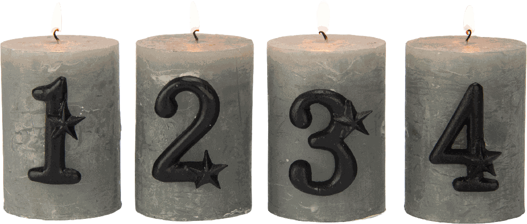 ADVENT Kerzenpin Zahlen 1-4 Set Metall schwarz