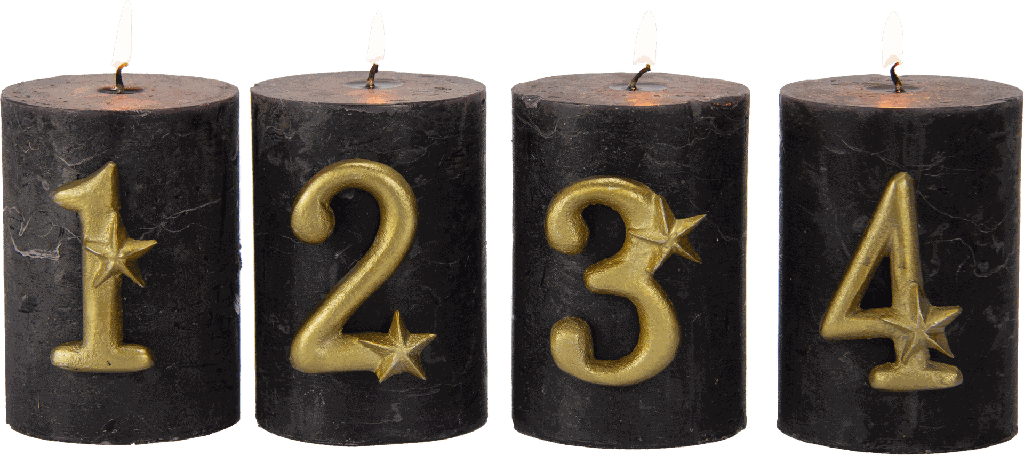 ADVENT Kerzenpin Zahlen 1-4 Set Metall messing