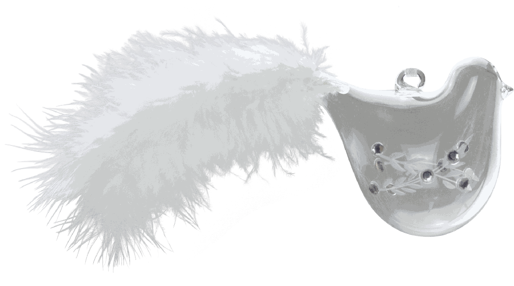 BIRD Vogel zum Hängen 6,1 cm Glas klar mit Strass & Federn