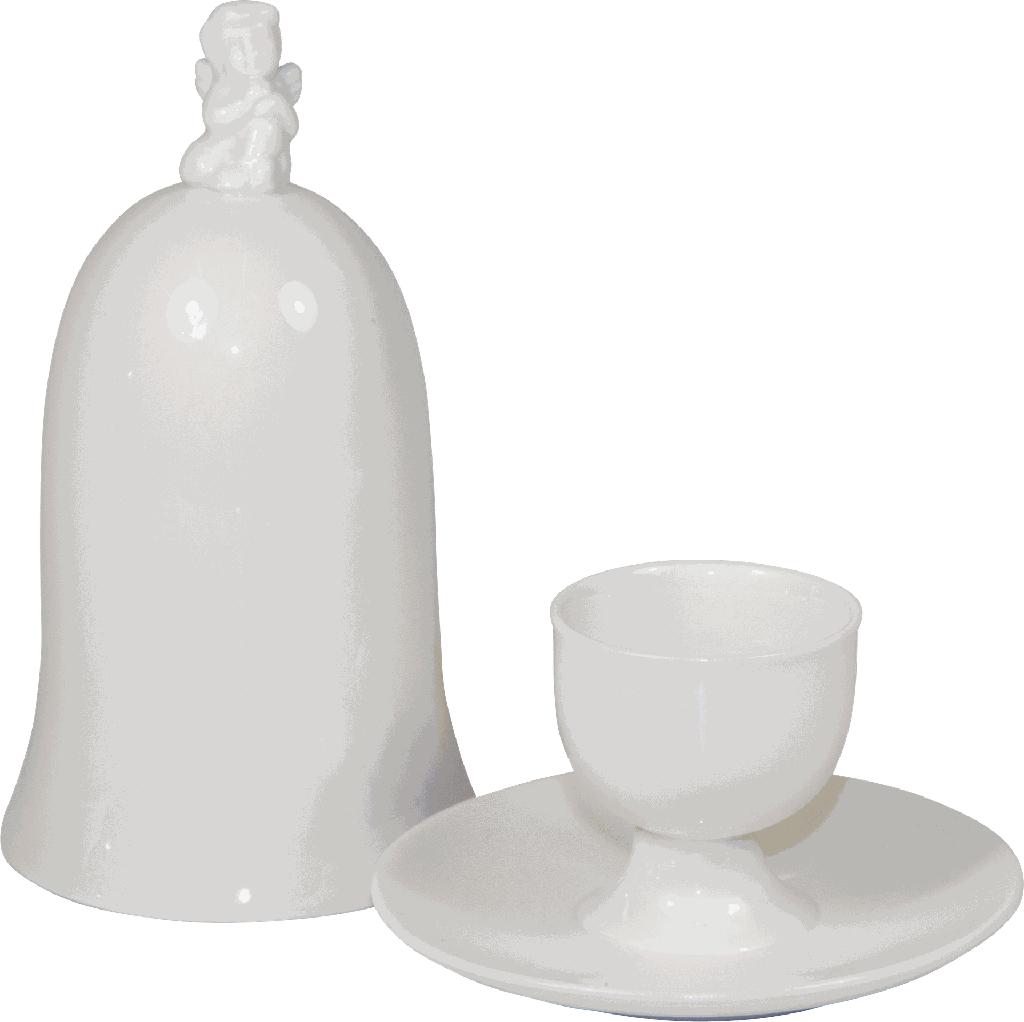 ANGELO Eierbecher mit Cloche 15 cm Porzellan weiß