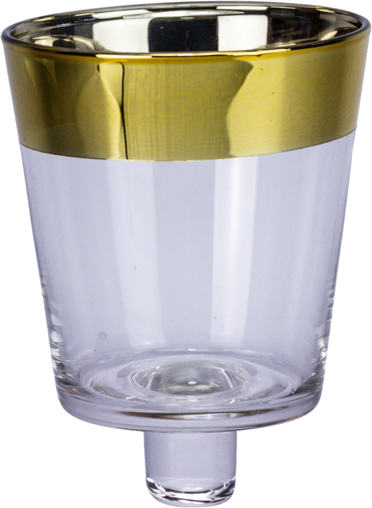 GOLD Teelicht-Aufsatzglas 7 cm Glas klar mit Goldrand