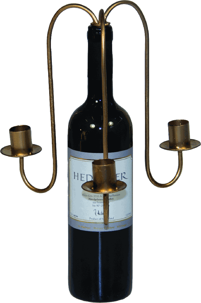 Flaschenleuchter 3-er Metall gold