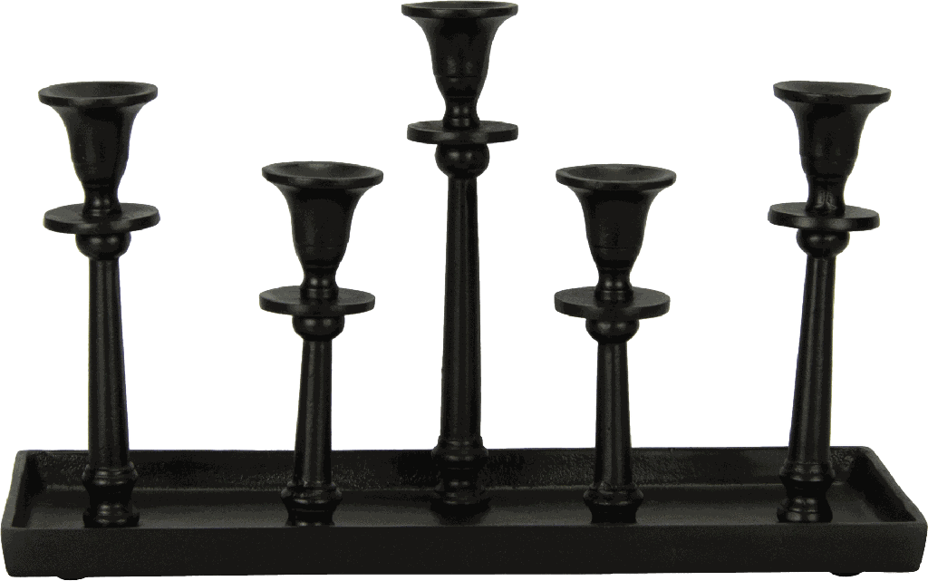 LINEA Kerzentablett 5-er 40 x 16 x 24 cm Metall schwarz