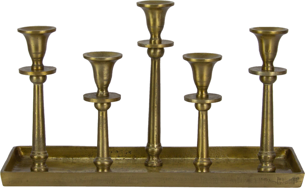 LINEA Kerzentablett 5-er 40 x 16 x 24 cm Metall messing