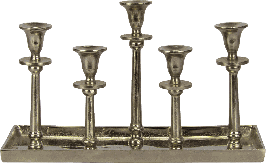 LINEA Kerzentablett 5-er 40 x 16 x 24 cm Metall antik-silber