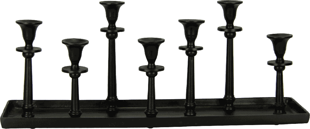 LINEA Kerzentablett 7-er 60 x 16 x 24 cm Metall schwarz