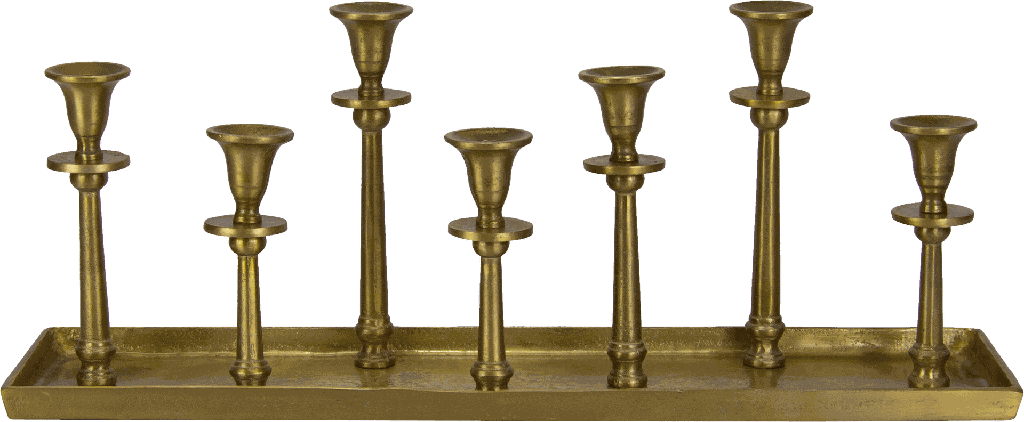 LINEA Kerzentablett 7-er 60 x 16 x 24 cm Metall messing
