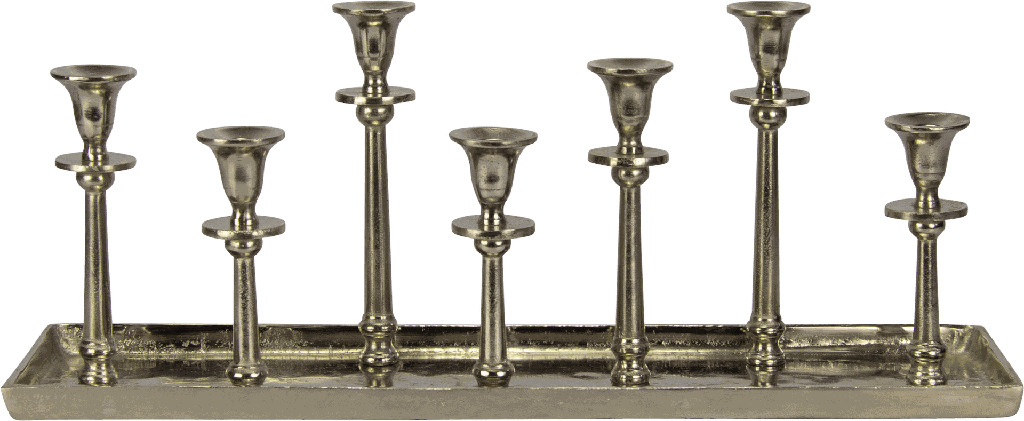 LINEA Kerzentablett 7-er 60 x 16 x 24 cm Metall antik-silber