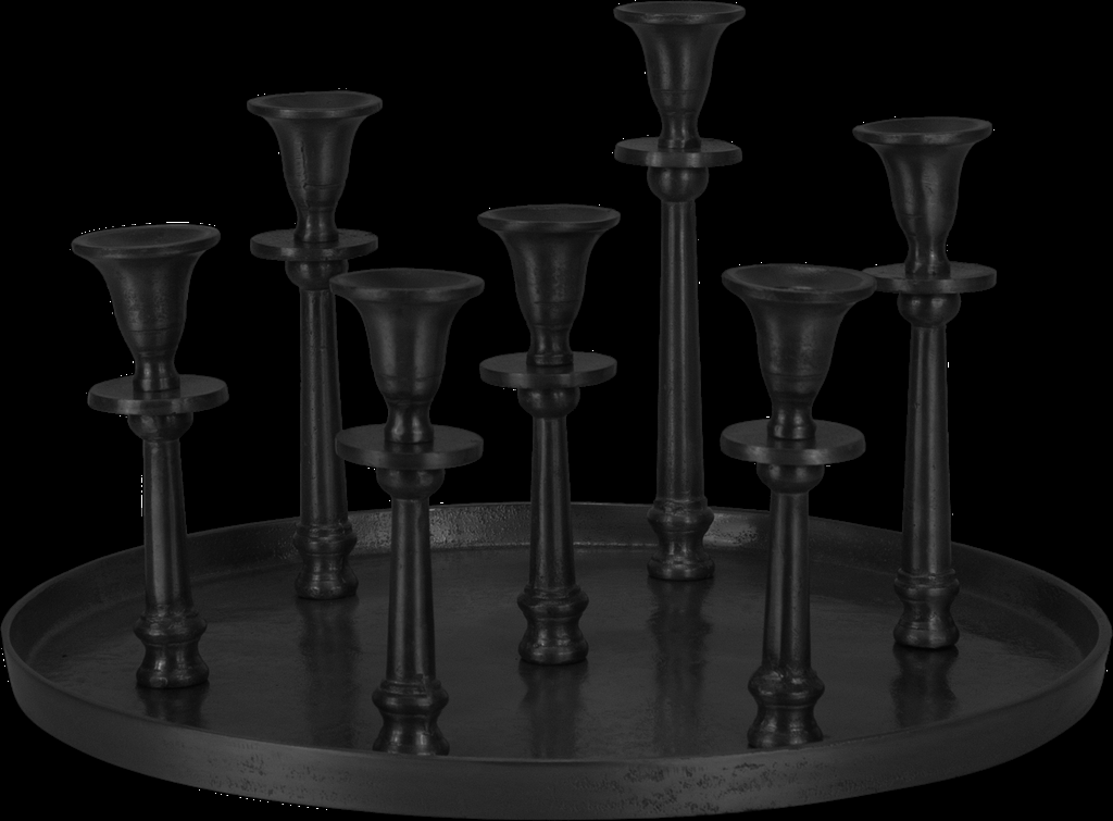 RONDA Kerzentablett 7-er 24 x Ø 41 cm Metall schwarz