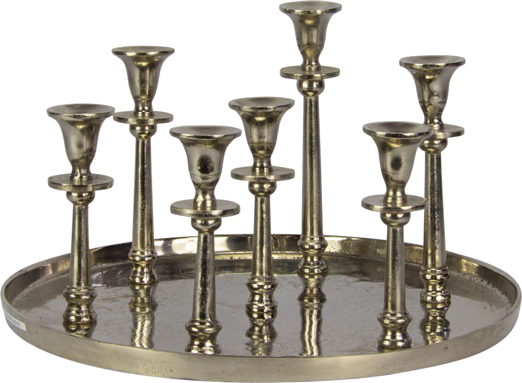 RONDA Kerzentablett 7-er 24 x Ø 41 cm Metall antik-silber