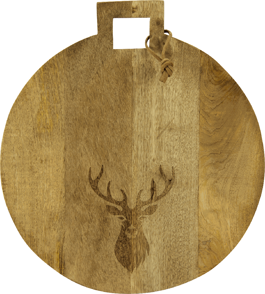 VENISON Schneidebrett mit Lasergravur ca. Ø 40 cm Mangoholz