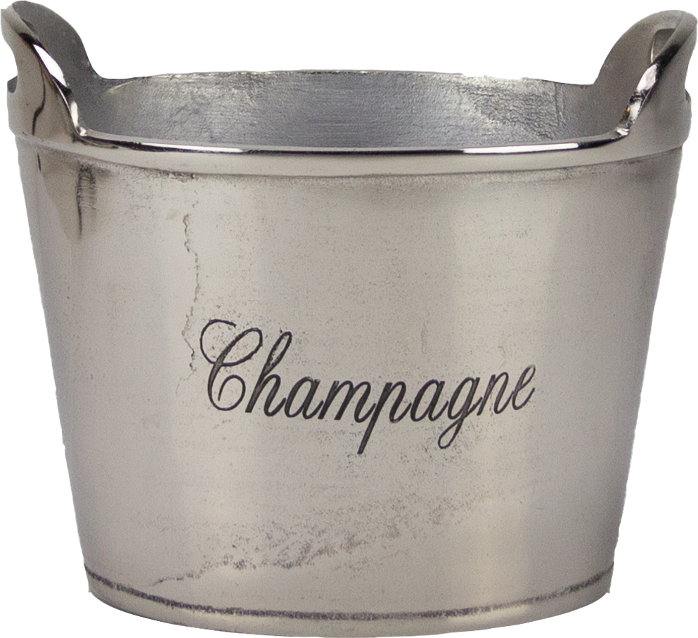 Wein & Sektkühler oval mit 2 Griffen Metall antik-silber