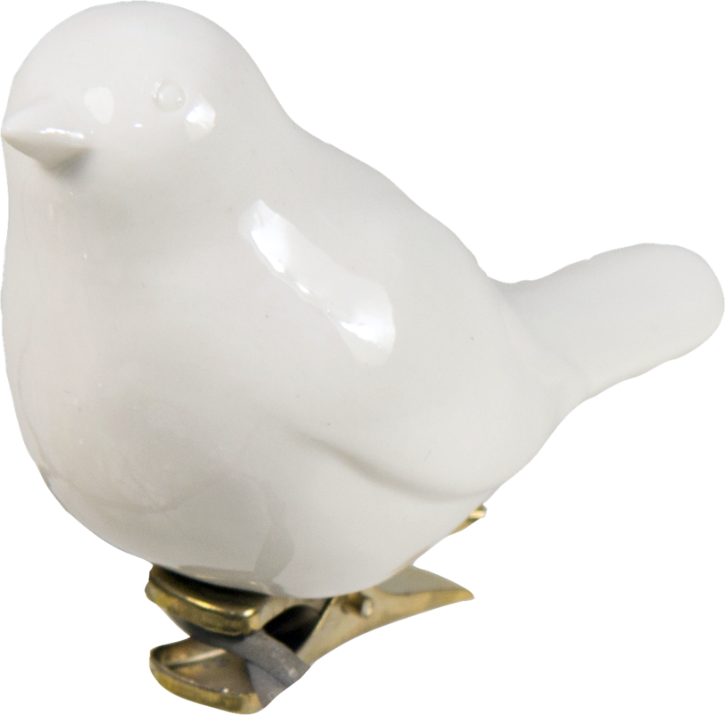 BIRD 7,8 cm auf Clip Porzellan weiß