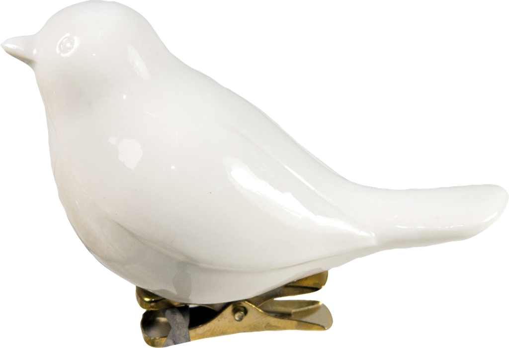 BIRD 9,5 cm auf Clip Porzellan weiß