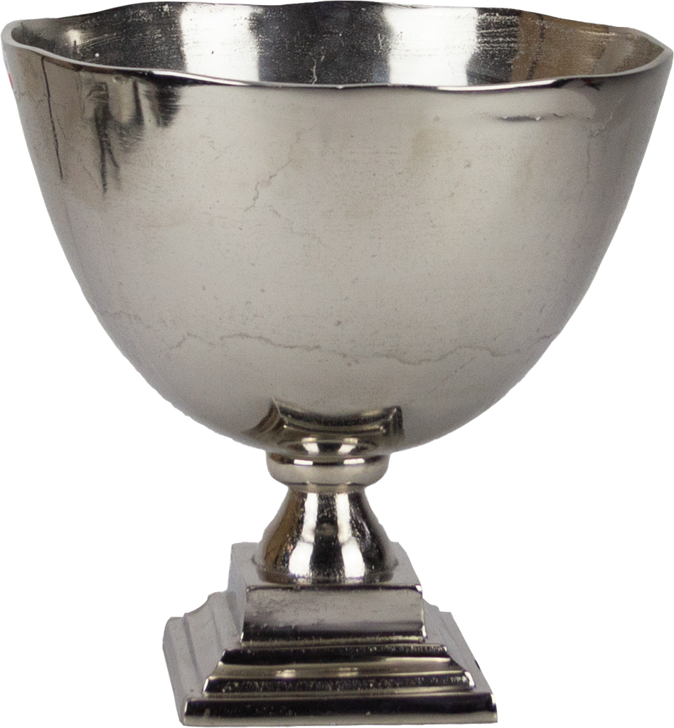 Wein & Sektkühler Schale auf Fuß Ø 33 cm Metall antik-silber