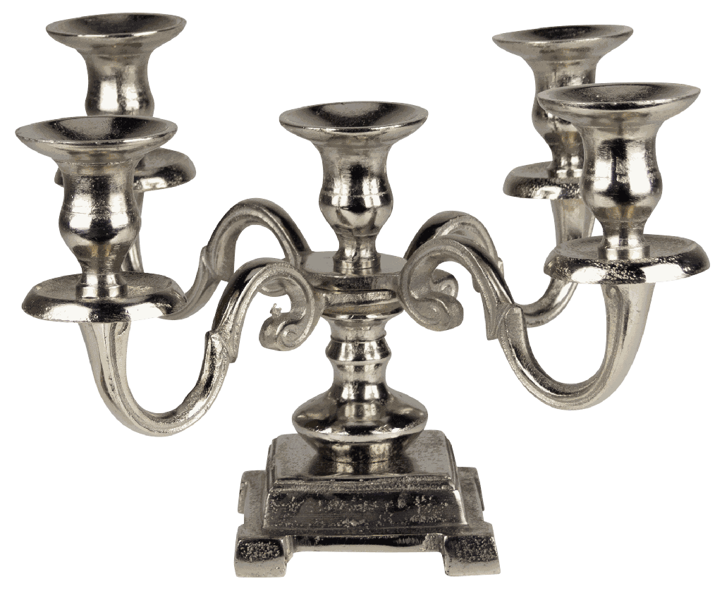 Kerzenständer 5-er Höhe 22,5 cm Metall antik-silber