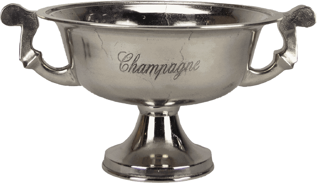 Wein & Sektkühler Schale auf Fuß oval Metall antik-silber