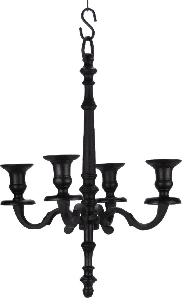 Kronleuchter 4-er mit Kette Höhe 44 cm Metall schwarz