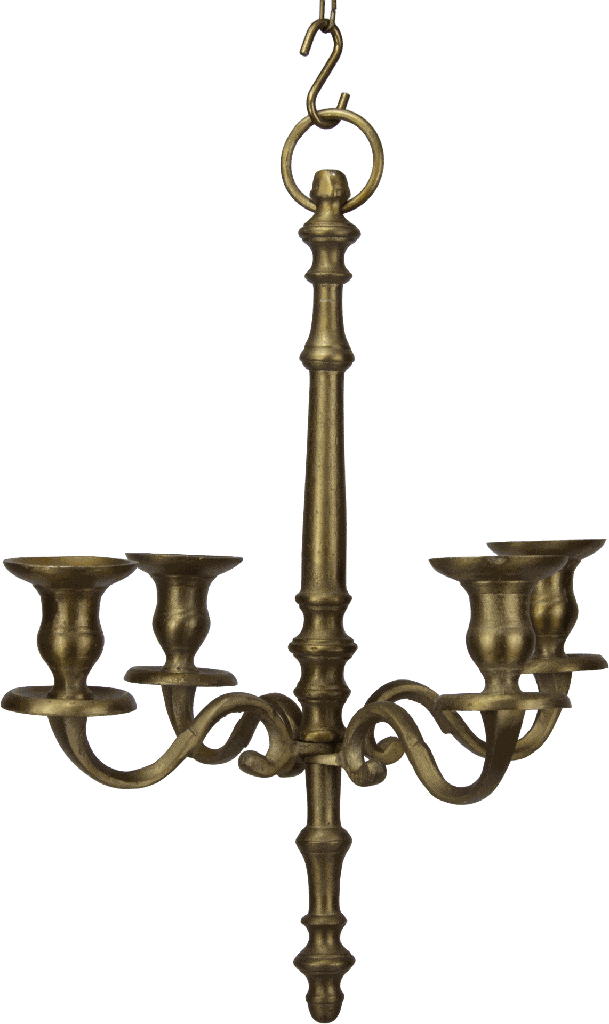 Kronleuchter 4-er mit Kette Höhe 44 cm Metall messing