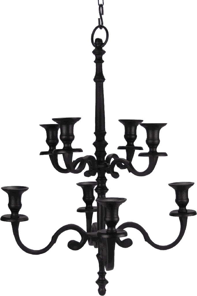 Kronleuchter 8-er mit Kette Höhe 61 cm Metall schwarz
