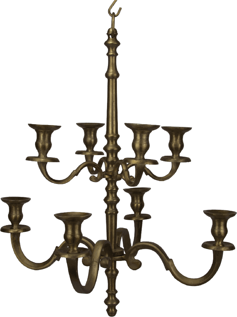 Kronleuchter 8-er mit Kette Höhe 61 cm Metall messing