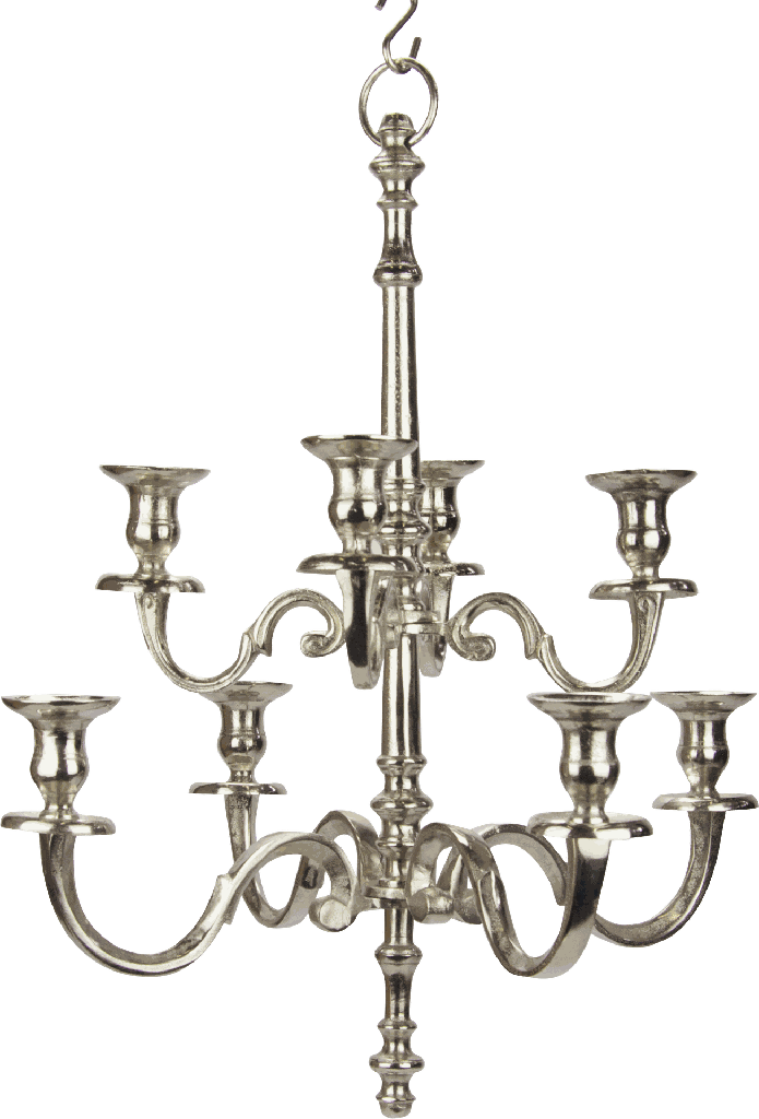 Kronleuchter 8-er mit Kette Höhe 61 cm Metall antik.silber