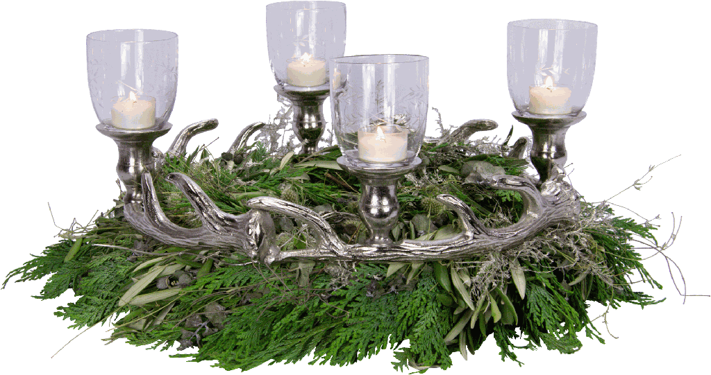 VENISON Adventskranz für Stabkerzen/Teelicht-Aufsatzgläser Ø 44 cm Metall antik-silber