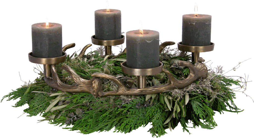 VENISON Adventskranz für Stumpenkerzen Ø 46 cm Metall messing