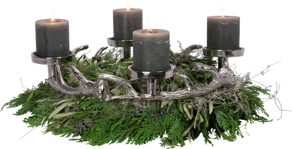 VENISON Adventskranz für Stumpenkerzen Ø 46 cm Metall antik-silber