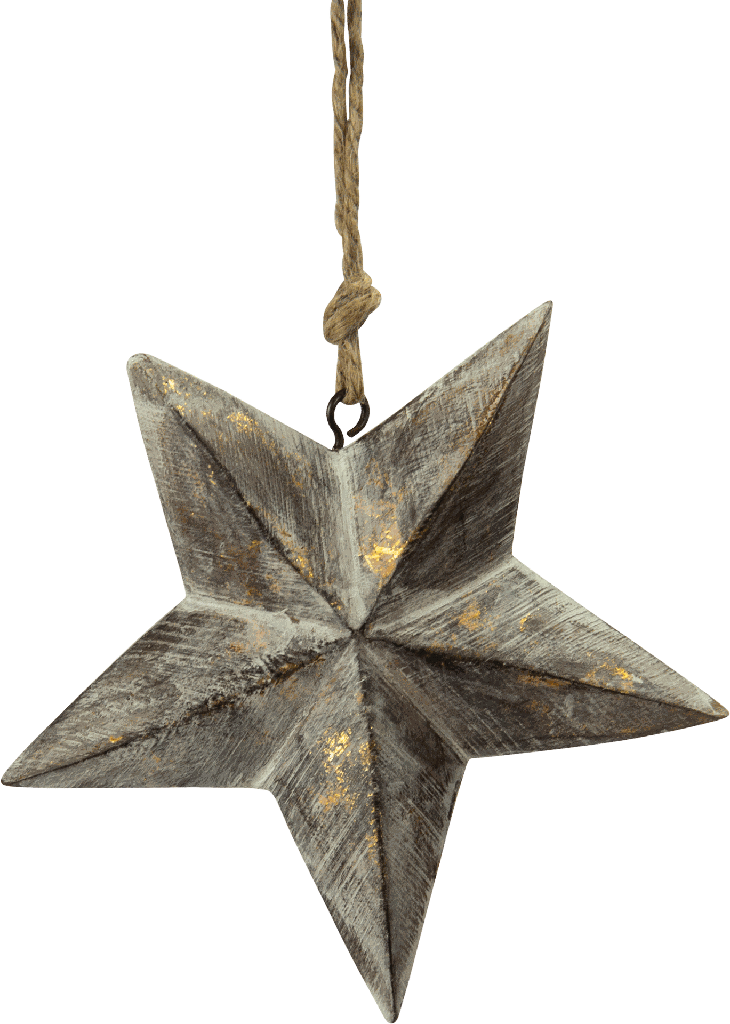 STAR Stern 14 cm Holz patiniert