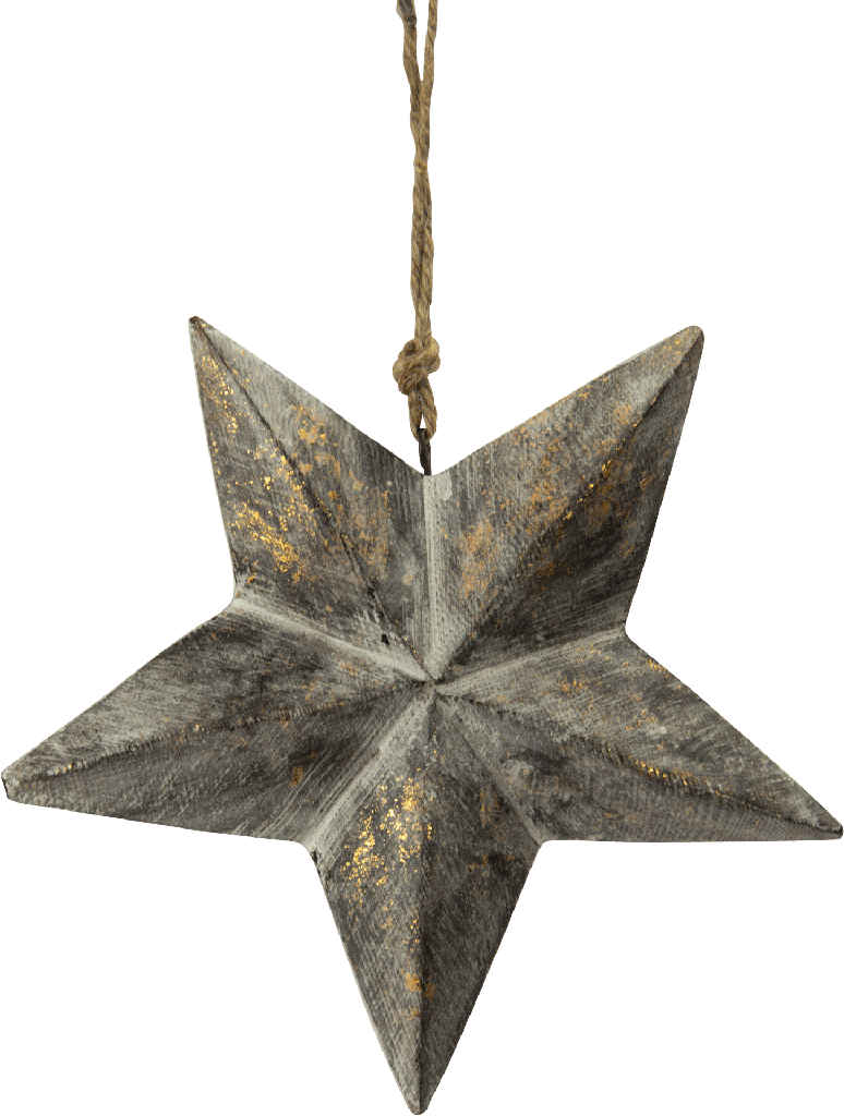 STAR Stern 18 cm Holz patiniert