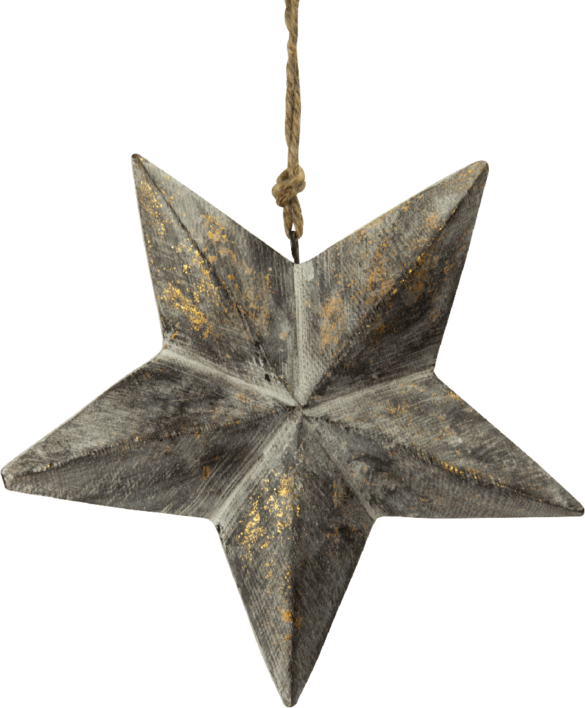 STAR Stern 19 cm Holz patiniert