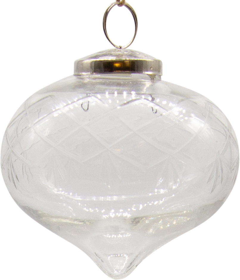 VINTAGE Zwiebel Ø 10 cm Glas geschliffen klar