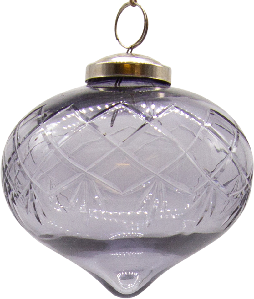 VINTAGE Zwiebel Ø 10 cm Glas geschliffen smoke