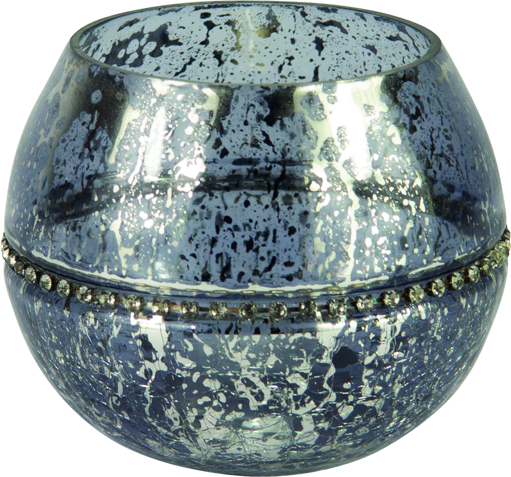 Windlicht mit Strassband 9,5 x Ø 12 cm Glas smoke